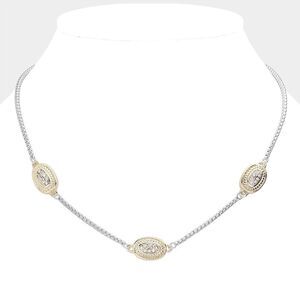 NWT MX Signature Gold Plated choker yellow & white gold with CZ pendants